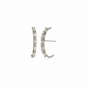 Brinco Ear Hook Infinity – 5 Safiras Branca